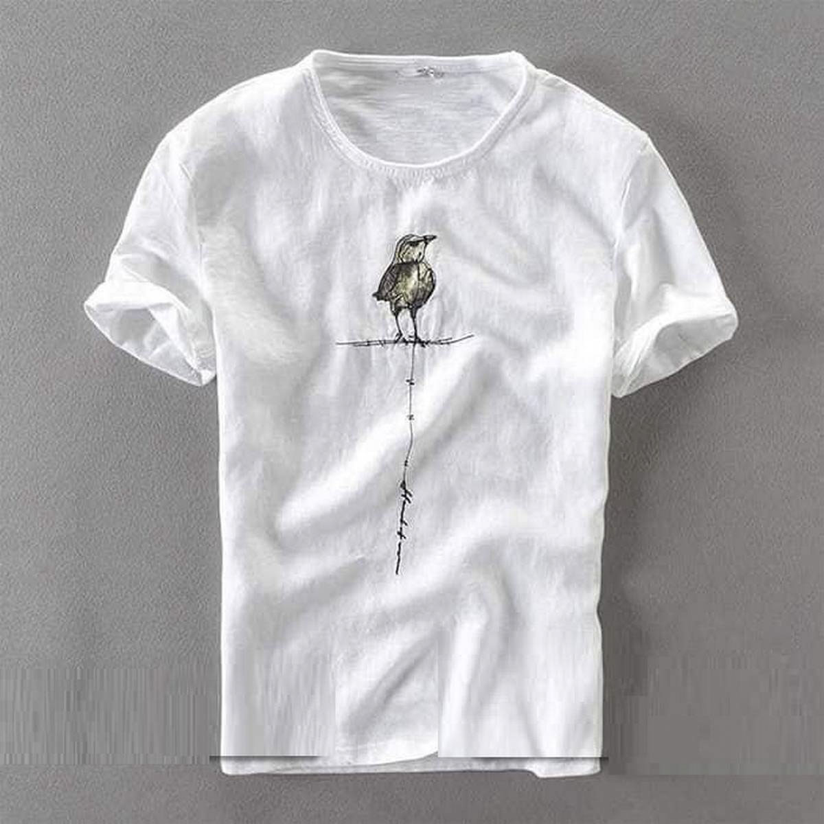 White Stylis printed Short Sleeve T-Shirt for Men