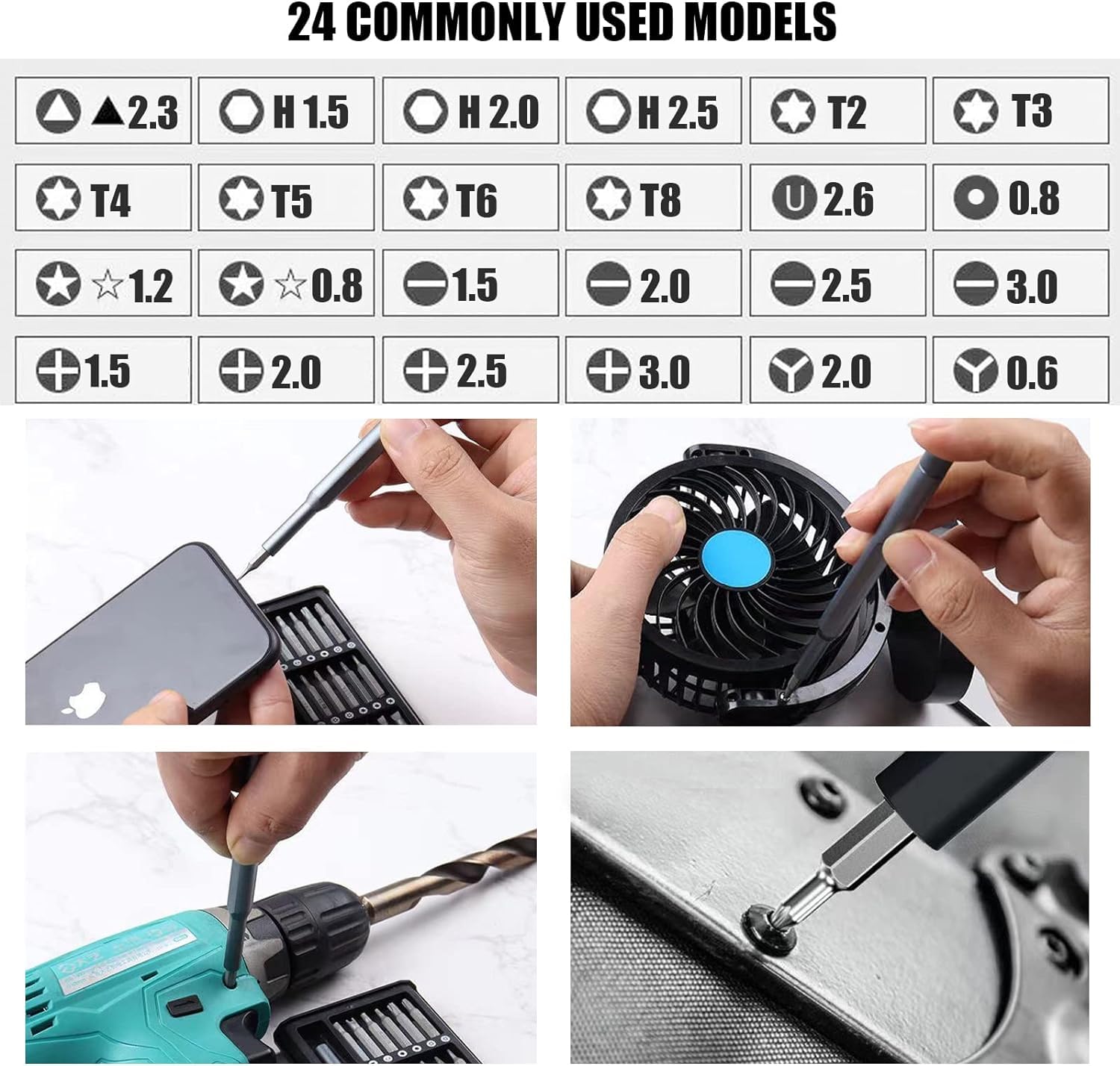 24 in 1 Precision Screwdriver Set, Manual Screwdriver Tool Set, CRV Magnetic Driver Bits Storage Box, Repair Tool Kit for Electronics Computer Watch Eyeglass. 