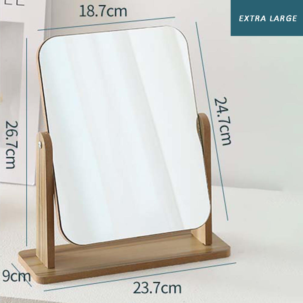 lens Bamboo mirror Stylish wooden square Desk mirror 360 degree swivel mirror for Dressing table mirror Office desk mirror Bathroom mirror Bedroom mirror Suitable for professionals