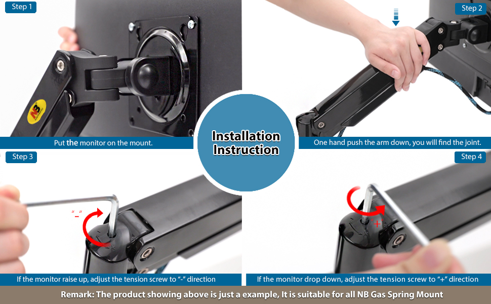 NB F80 North Bayou Monitor Desk Mount Stand Full Motion Swivel Monitor Arm With Gas Spring For 17-30'' Computer Monitors (Within 4.4 lbs to 19.8lbs) Lindaa. 