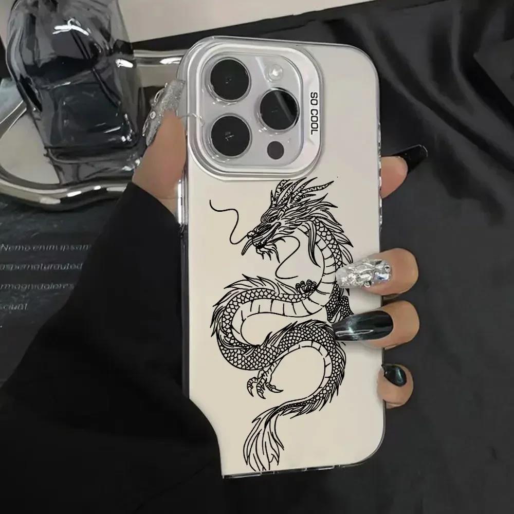 Case For Motorola Moto G53 G13 G23 Luxury Dragon Totem Matte Silver IMD Phone Funda MotoG53 Rabbit Simple Pattern Color Cover. 