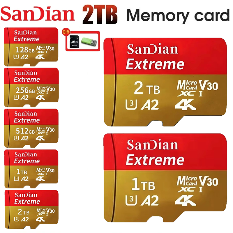High Speed SD Card 1TB Original Micro TF/SD Card 512GB Large Capacity Memory Card 256GB Mini Flash Card for Phone/PC/Desktop/Mac