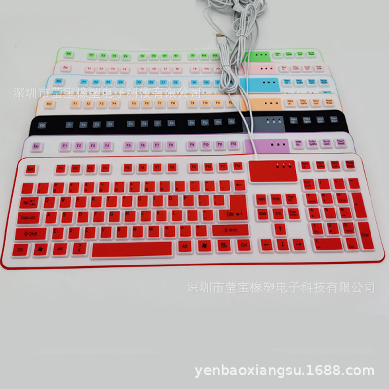 Silicone Waterproof Folding Keyboard 106 Key Desktop Laptop Keyboard Industrial Dust Resistant Gaming Keyboard Wholesale. 