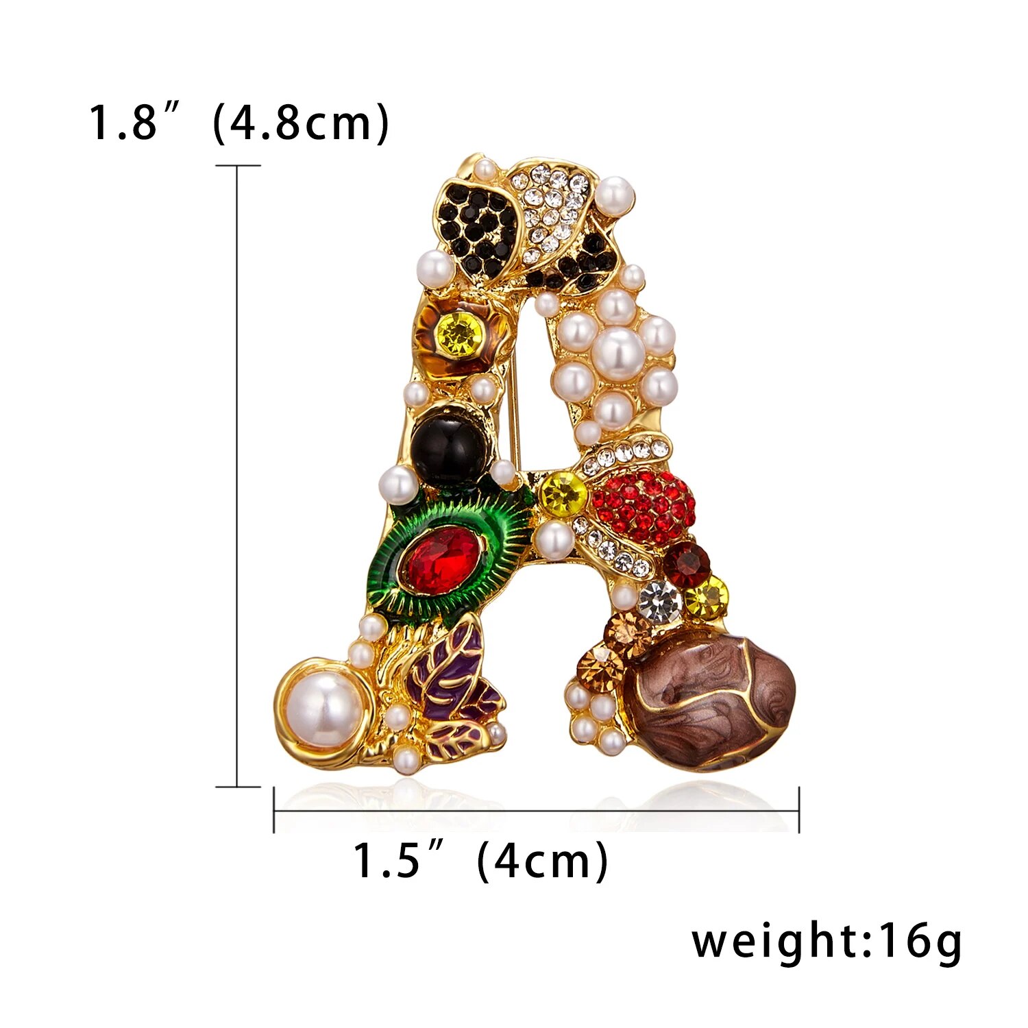 Rinhoo Unique Design Initial Name A D G M S Letters Brooches Women Baroque Imitation Pearl Crystal English Alphabet Pins Jewelry. 