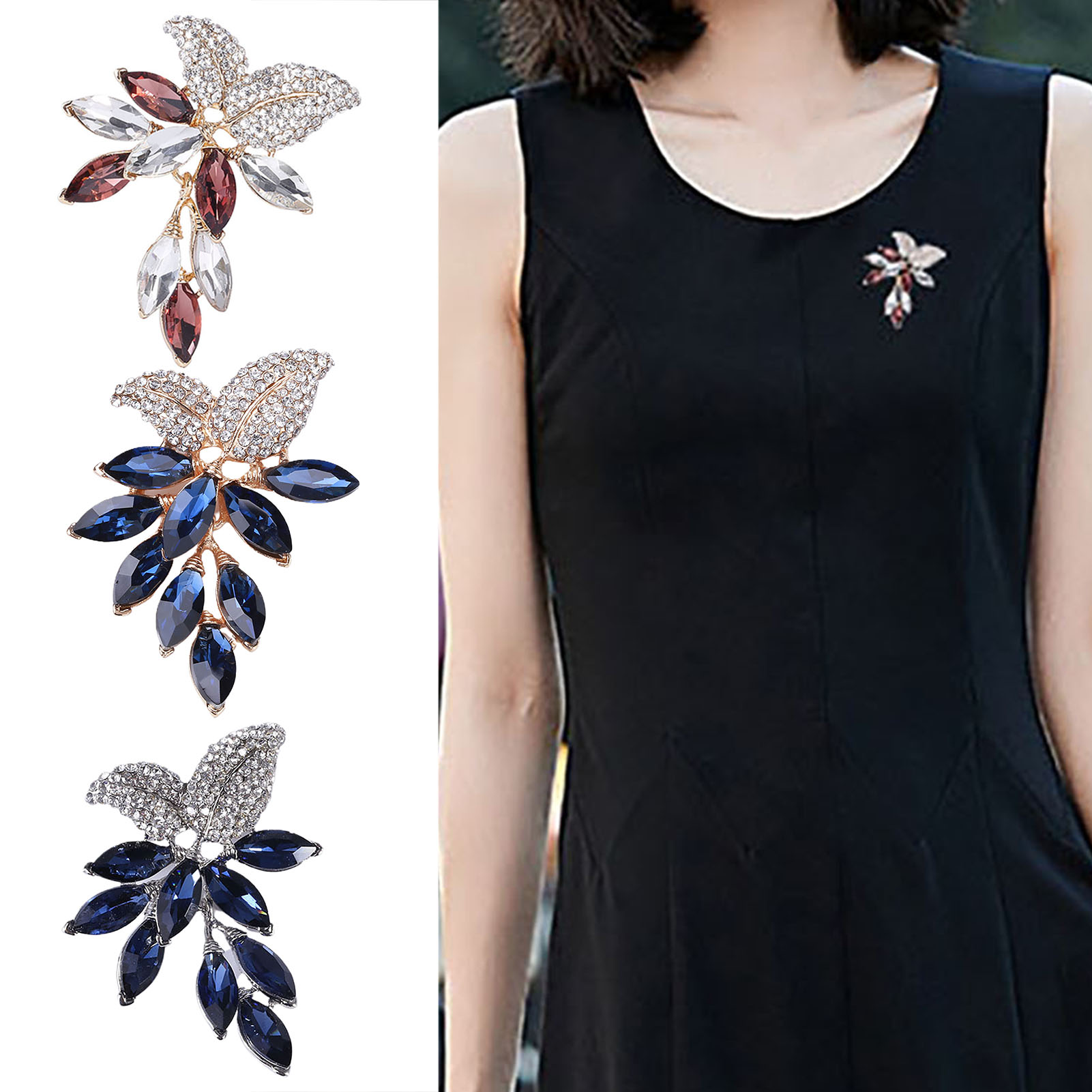 Elegant Brooch Exquisite Lady Grape Shape Rhinestone Lapel Pin. 