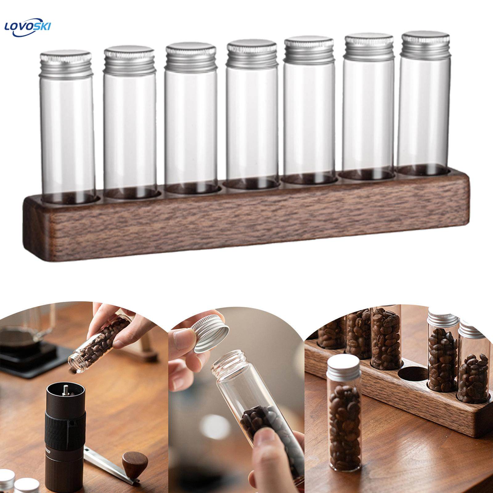 Single Dosing Coffee Bean Storage Tubes, Coffee Beans Storage Container Airtight Coffee Bean Cellars with Stand for Candy, Sugar, Nuts, Bar Pantry. 