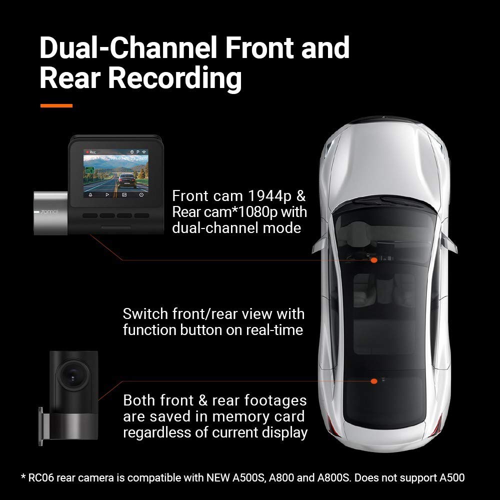 Xiaomi 70mai A500s Pro Plus Dash Camera1944P Resolution ADAS + Rear Camera RC06 FULL HD (Global Version). Record Front & Rear together!!!. 