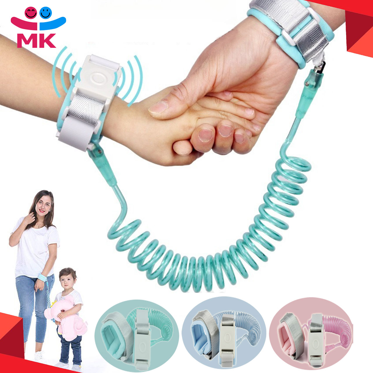 Baby Child Anti Lost Wrist Link Safety Harness Strap Harnesses Strap Safety Harness Luminous Strap Rope Leash Baby Walkers Wrestling Rope Elastic Handle Anti-lost Belt for 1-10 Years Children