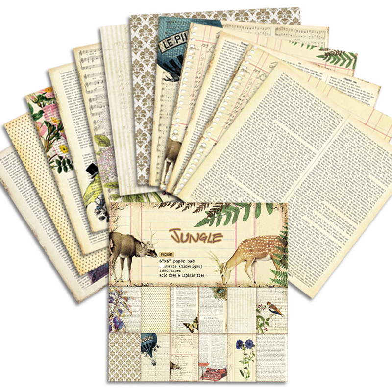 KLJUYP 12 Sheets Jungle Scrapbooking Pads Paper Origami Art Background Paper Card Making DIY Scrapbook Paper Craft. 
