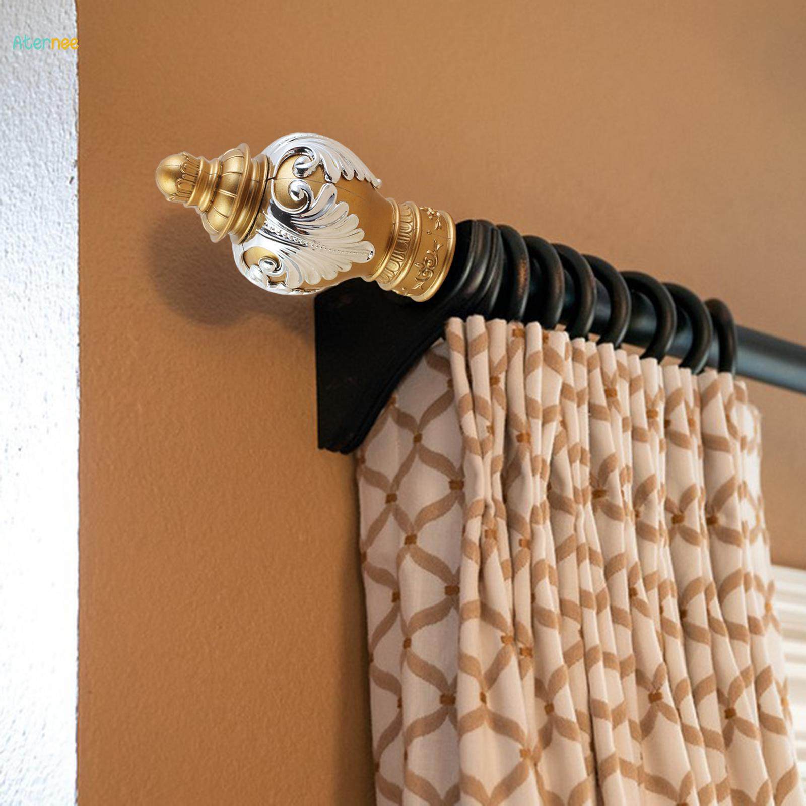 Curtain Rod Cap Finials, Pvc Drapery Rail Pole Head Cap Decorative Window Curtain Rail End Curtain. 