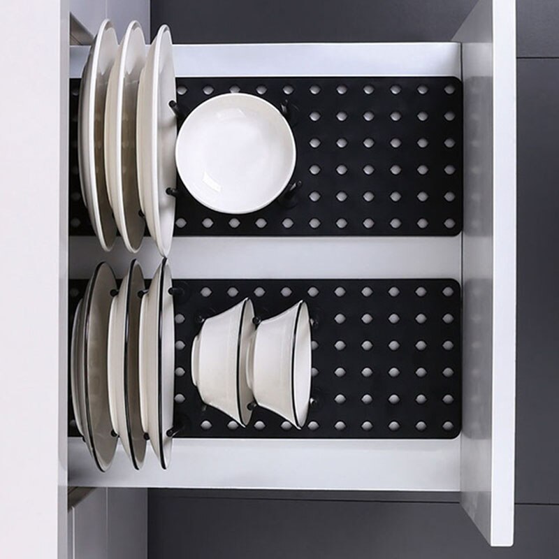Plate Holder Shelf Bowl Rack Dish Storage Rack Pot Lid Tableware Sorting Racks Non-Slip Scalable Cup Kitchen drawer Organizer. 