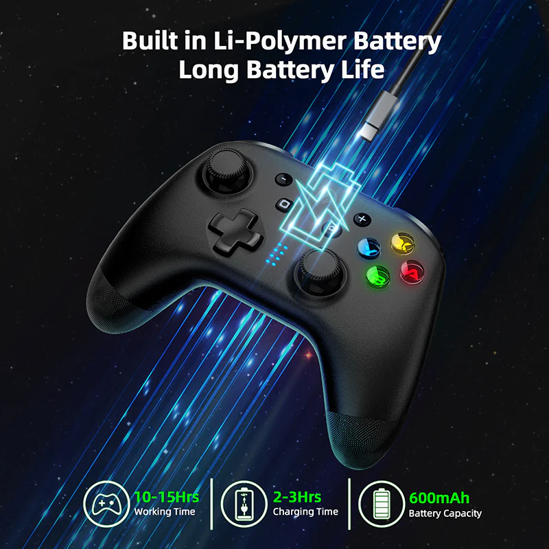 EasySMX® Bayard 9124 Tri-Mode Wireless Controller (Black) with Dongle  II plug and play with computer or xbox or console. 