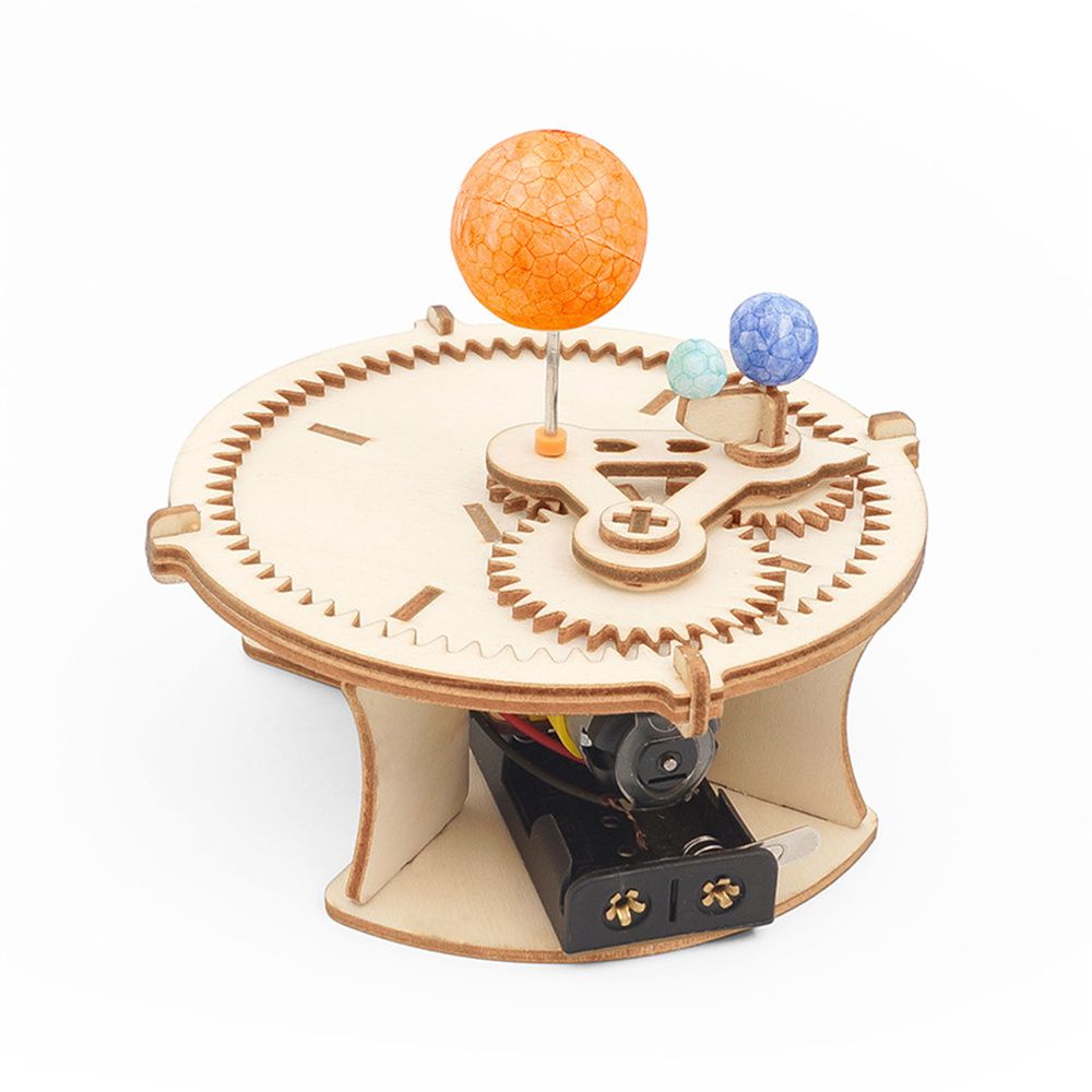 Creative DIY Electronic Kit Early Learning Inventions Fans Laboratory Equipment Brain-training Science Educational Function Principle Toys Solar System Model Electric Solar System Toys Technology Making Toys Sun Earth Moon Planet