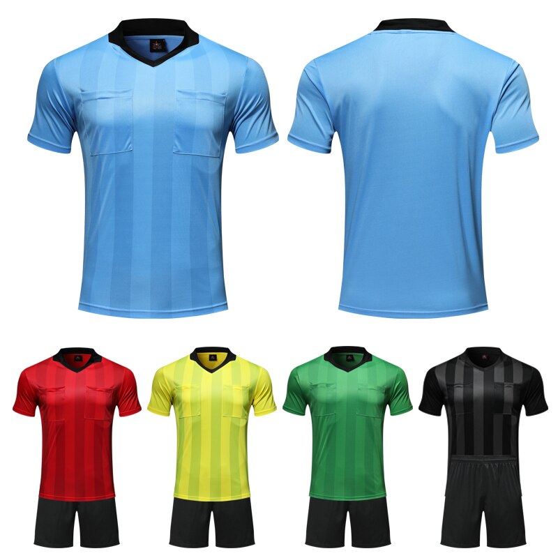 Customized Mens Football Referee Uniform Shirt Sets Multiple Color Optional Judge Breathable Soccer Referee Jersey