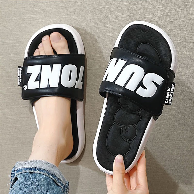 Stylish Black, Yellow, Green and White Color Slides Slipper SUNZTONZ Light Weight Casual Style Sandal for Men. 