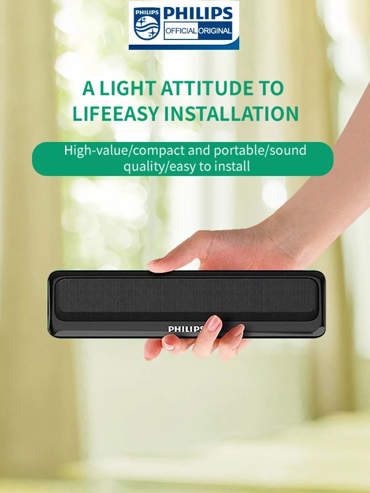 Official Original Philips SPA2100 Bluetooth/Wired Dual Mode Portable Music Player Office Computer Desktop Home Mini Speaker. 