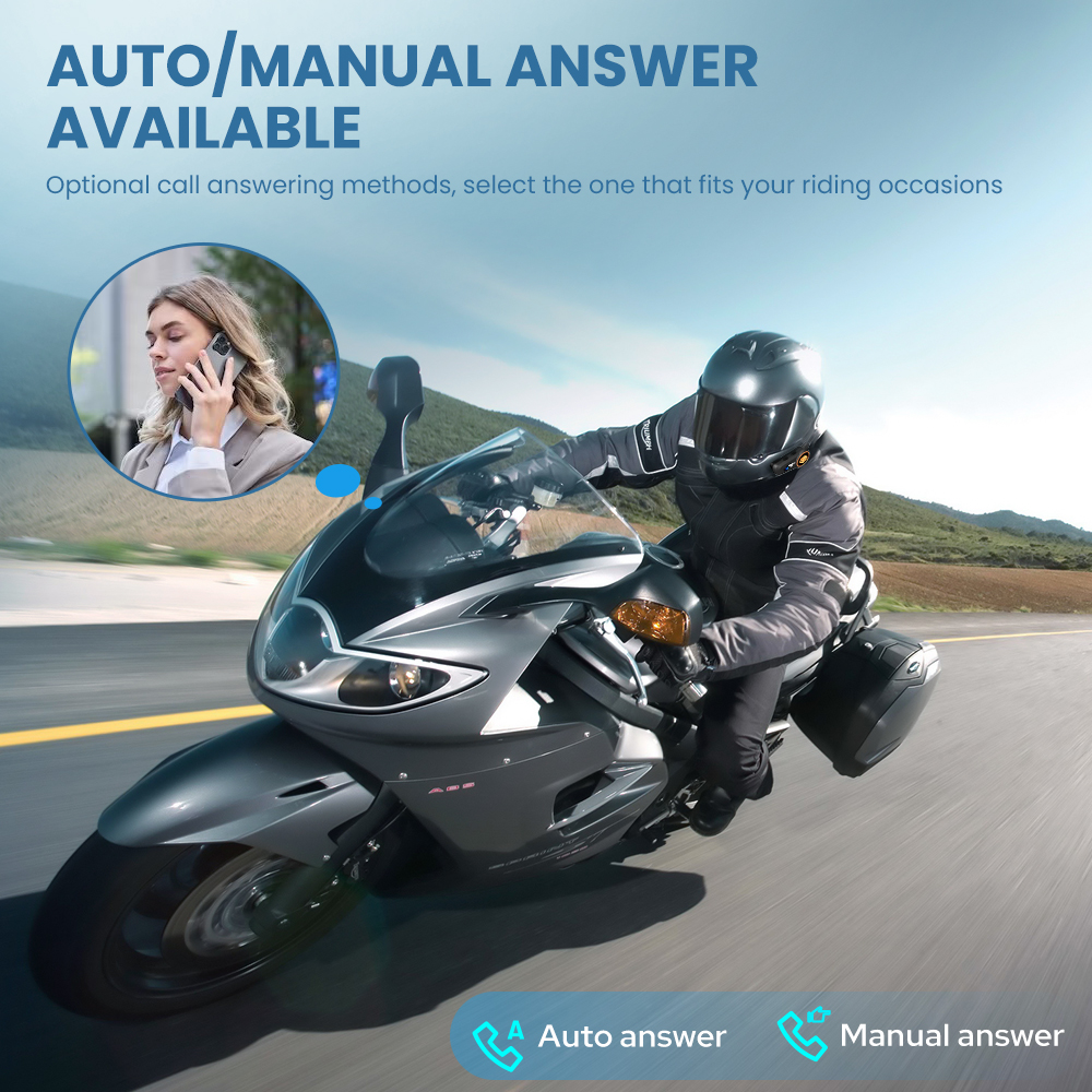 GEARELEC C2 Motorcycle Helmet 5.3 Bluetooth Intercom Headset 50m 2-Rider IP67 Waterproof BT Wireless Communication Multicolor. 