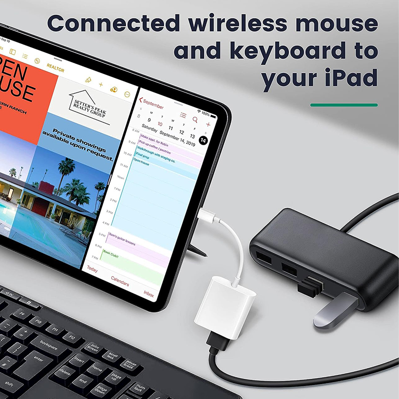 OTG Adapter L To USB 3.0 Fast Charging Cable For iPhone 14 Pro Max 13 12 11 X XS XR 8 Plus USB C Splitter Type C Data Convertor. 
