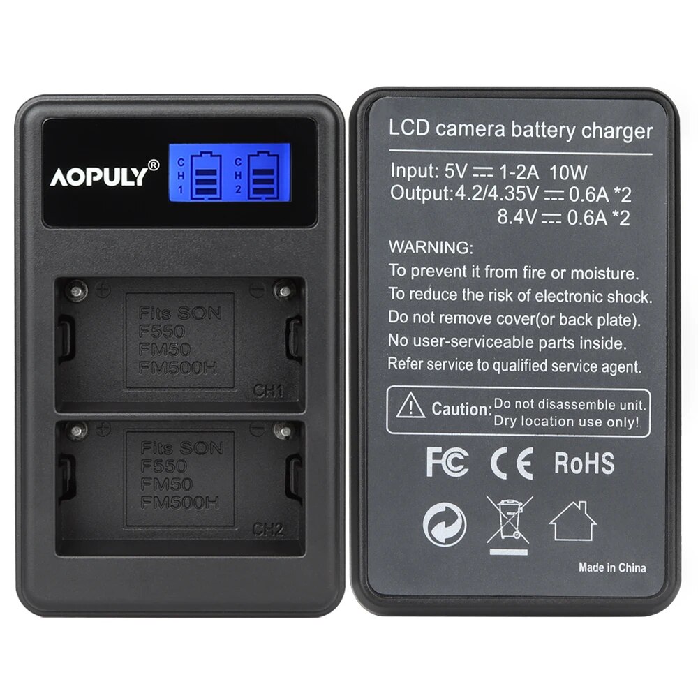 AOPULY Battery Charger NP-FM50 NP FM50 Camera Battery LCD USB Charger For Sony Alpha A100 DSLR-A100 A100K CCD-TRV408 DCR-PC105. 
