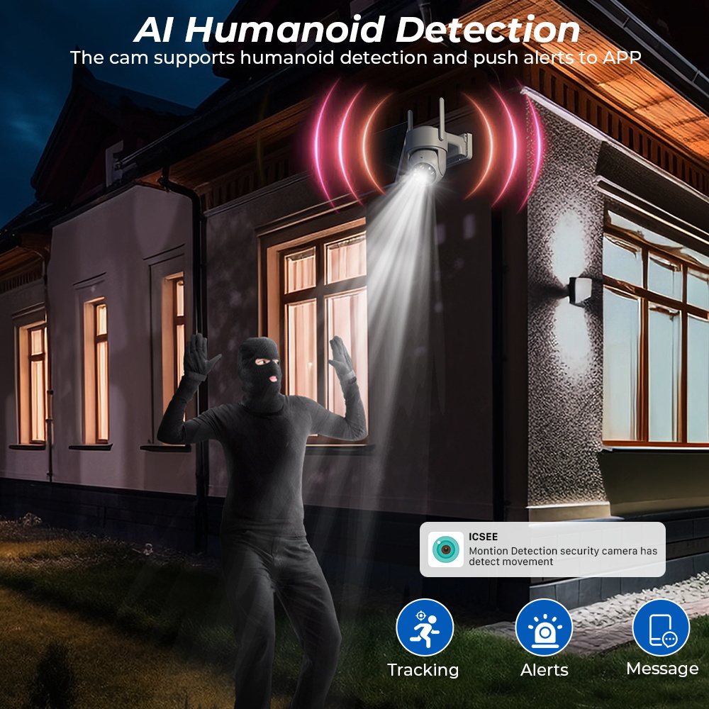 4MP 2K WiFi Solar Camera With Solar Panel PTZ Battery Security Protection PIR Human Detection Wireless Surveillance IP Camera. 