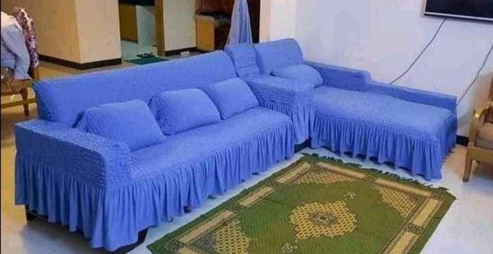 Elastic Sofa Cover (2Sits+1Sits+3Sits Divan+4Pillow) Sky Blue Colour  Elastic Sofa Cover (2Sits+1Sits+3Sits Divan+4Pillow) Sky Blue Colour Tarin's Collection. 
