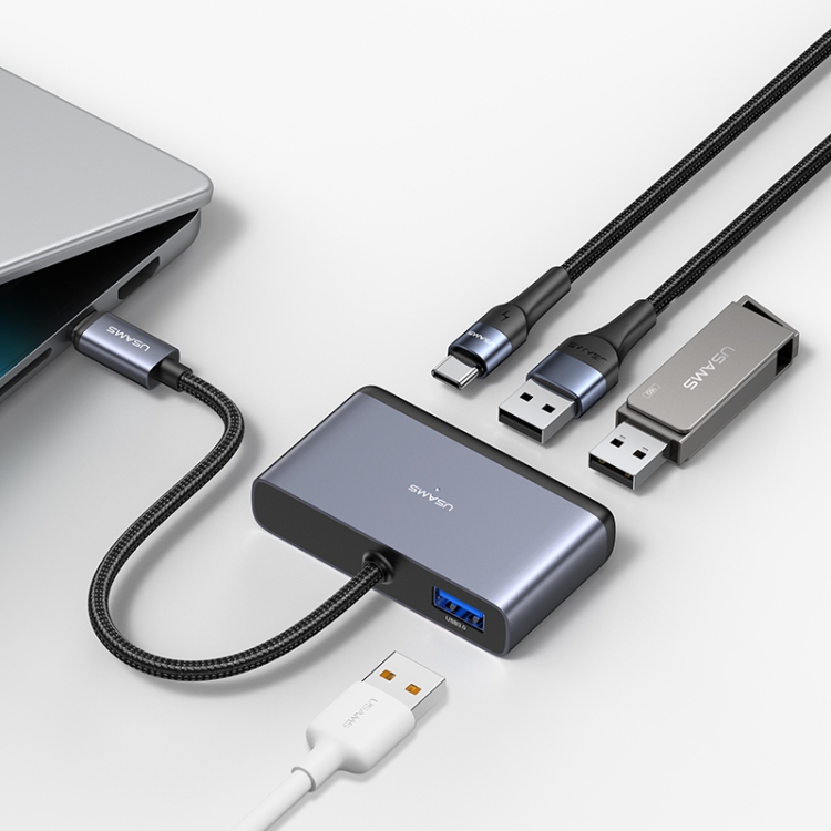 USAMS US-SJ627 4 in 1 Type-C Multifunctional Docking Station HUB. 