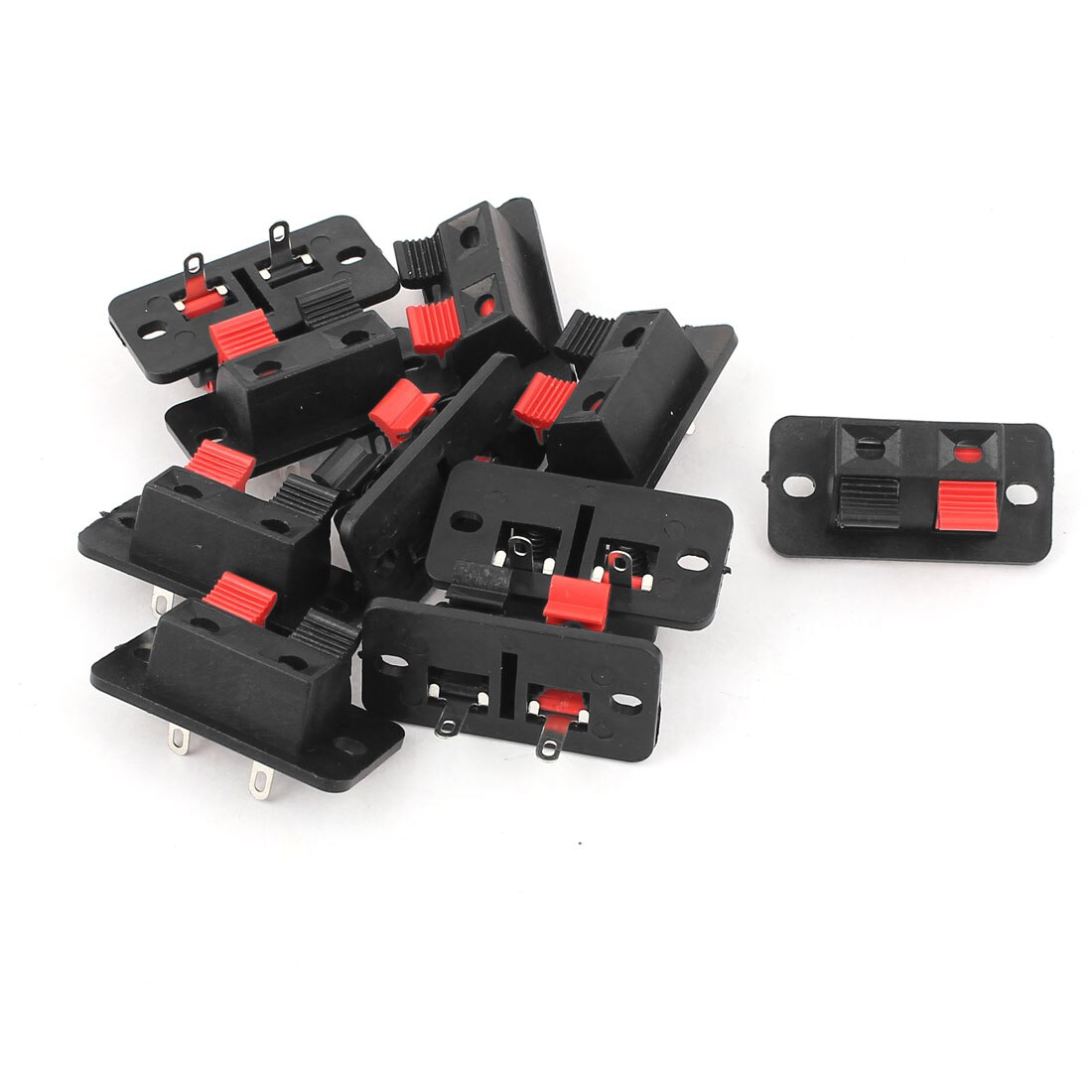 2Pcs Speaker Terminal Block 2 Way Connector Vertical Amplifier PCB Mount 2 Positions Jointing Clamp Test Clip Stereo Strip Shape Push Release Plate 1 Black 1 Red. 