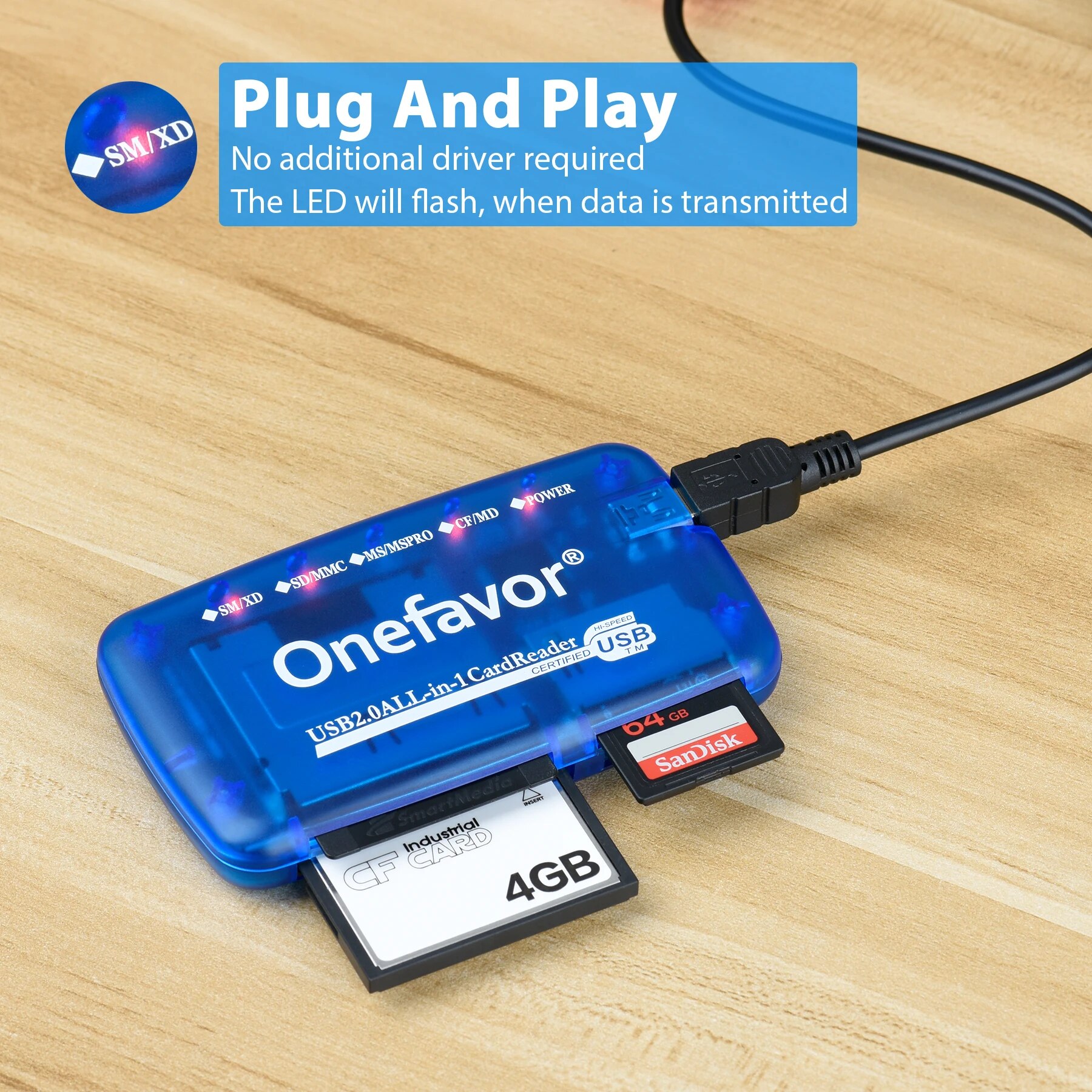 Multifunctional SM Card Reader Olympus CCD Camera SmartMedia Card Readable CF SD MS XD Card All-In-One Universal Card Reader. 