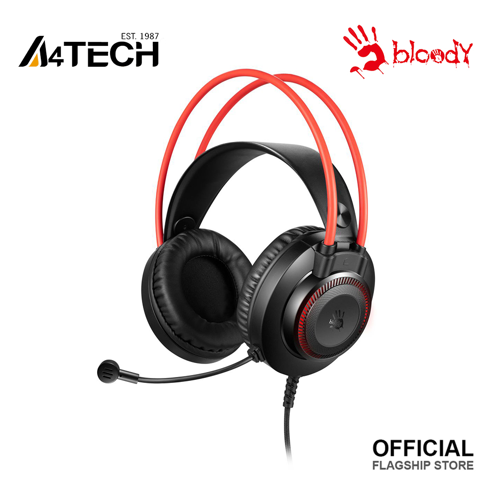 A4tech Bloody G200S Hifi Stereo Surround Sound USB Gaming Headset - Single-Directional Mic - 7-Color Circular Breathing Light - Auto-Adjusting Headband - Extremely Lightweight - Black. 