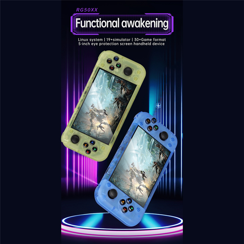 RG50XX Handheld Retro Game Console 5inch Display 64G 20000+Video Games LINUX 3D Joystick for PSP 19+Simulator A. 