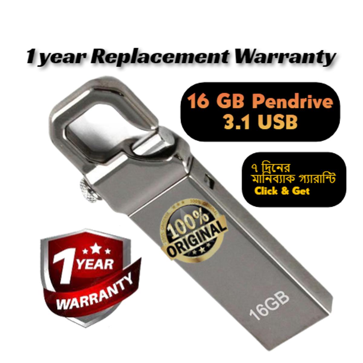 16GB USB PenDrive with 1 year Replacement Warranty
