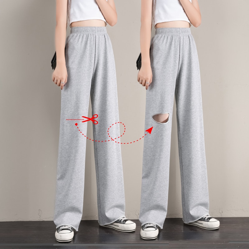 Women's pants female streetwear joggers oversize high waisted Korean style Fashion wide leg sweatpants baggy. 