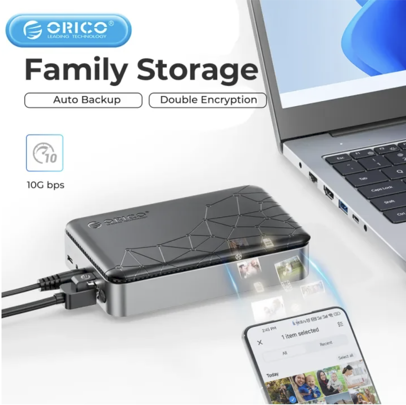 ORICO CD2510/CD3510 NAS Server For 2.5''/3.5" SATA HDD Family Cloud App Connection & VPN Access Smart Backup Wireless Remote Access to Phone/PC Magnetic Lid Connection Without Hard Disk. 