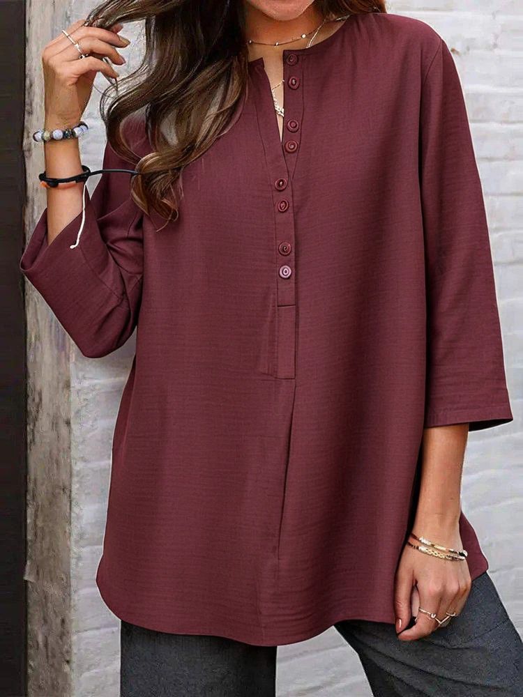 Effortless Style: Women's Oversized O-Neck Cotton Tunic Top. 