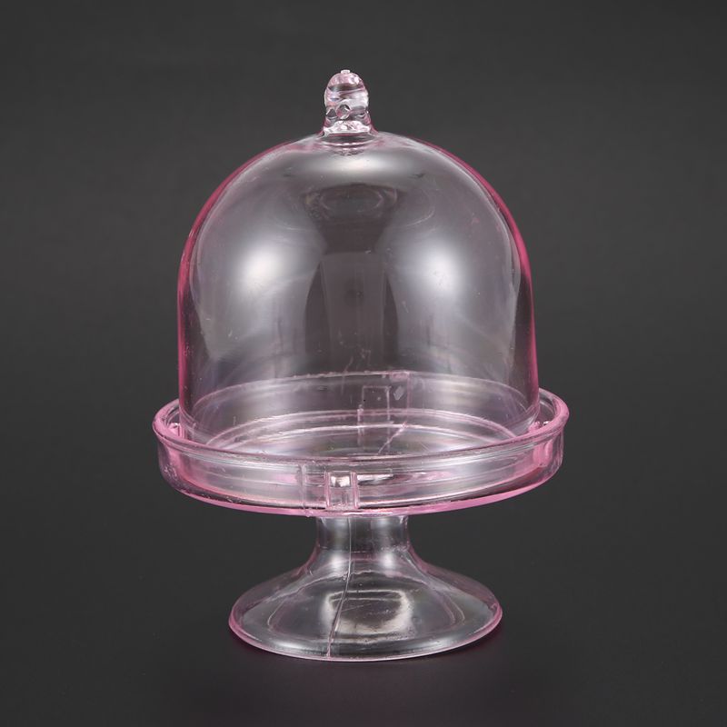 12x Mini Cake Stand Cupcake Box Wedding Party Plastic Candy Transparent
