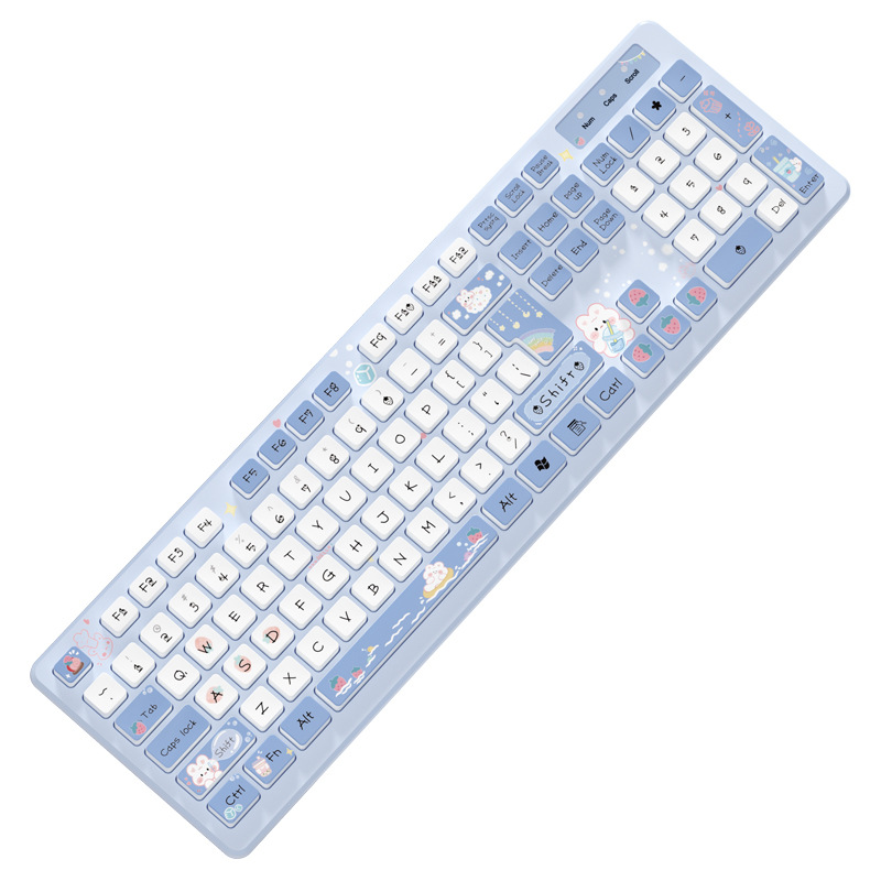 Kawaii wired keyboard milk tea rabbit cute pink cute chocolate wired keyboard girls keyboard creative coloring wireless keyboard. 