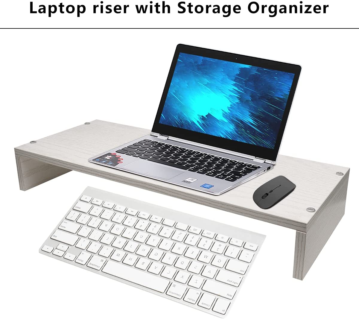 Monitor Riser With Sturdy- Stable Wooden 19.6-Inch Platform Mouse Keyboard Storage Computer Riser Easy Install Laptop Stand Riser. 