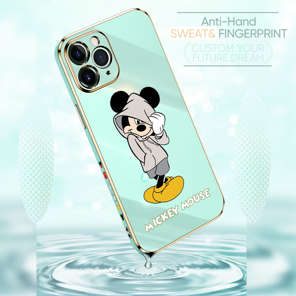 UCUC for Huawei Y7 2019 Y7 Prime 2019 Back Cover + Free Lanyard Hoodie Mouse Luxury 6D Plating Case Side Pattern Soft Silicone Square Phone Cases. 