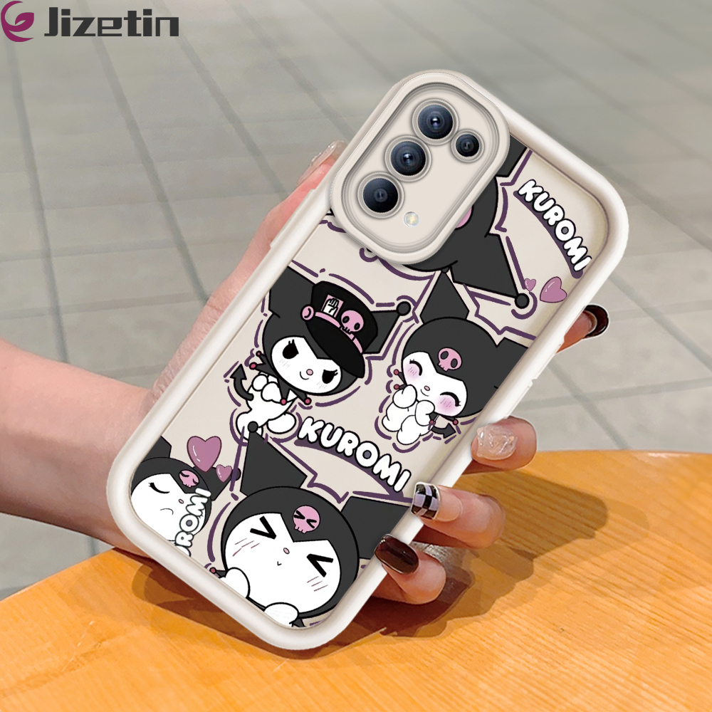 Jizetin for OPPO Reno5 4G 5G Back Cover Shy Kuromi Ladder Camera Soft Rubber Mobile Phone Case