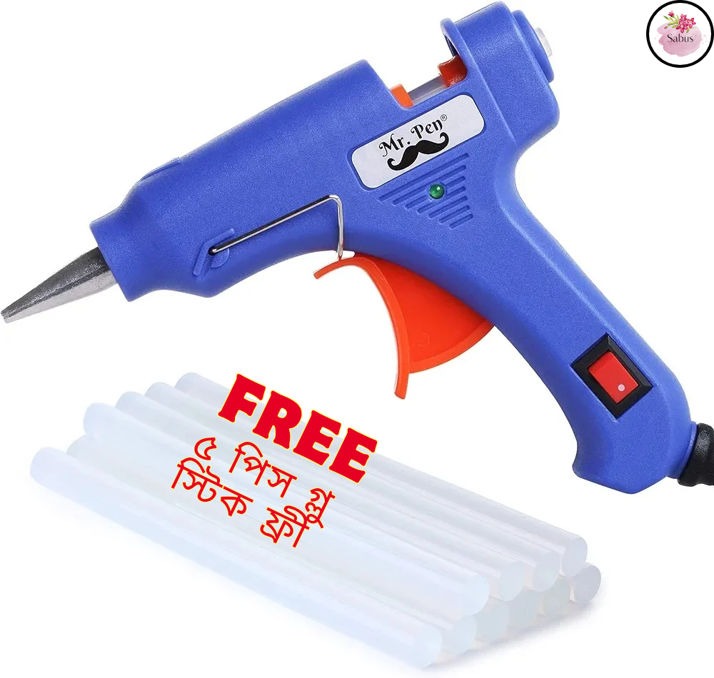 Premium Hot Glue Gun + 5 Free Glue Sticks – Fast Heating, Strong Bonding, Perfect for DIY & Crafts. 