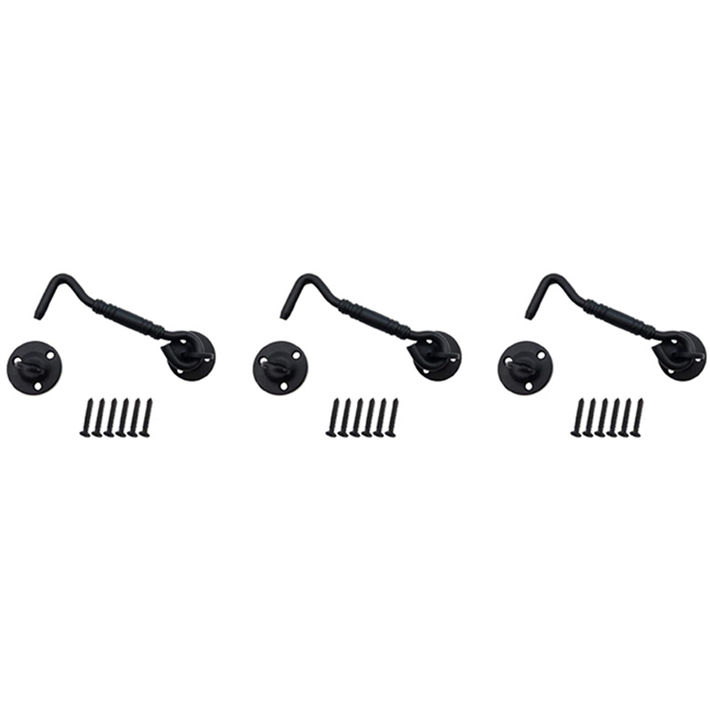 3X Barn Door Lock, 4 Inch Stainless Steel Door Hook & Eye Latch with Mounting Screws, Door Lock Latch for Sliding Door