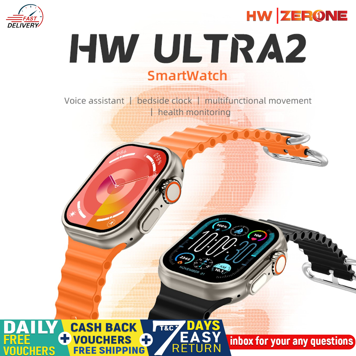 HW Ultra 2 Premium Quality Smart Watch ChatGPT 2.1" AMOLED 49mm Series 9 Compass Bluetooth Call Map NFC Smartwatch HW Watch Ultra 2