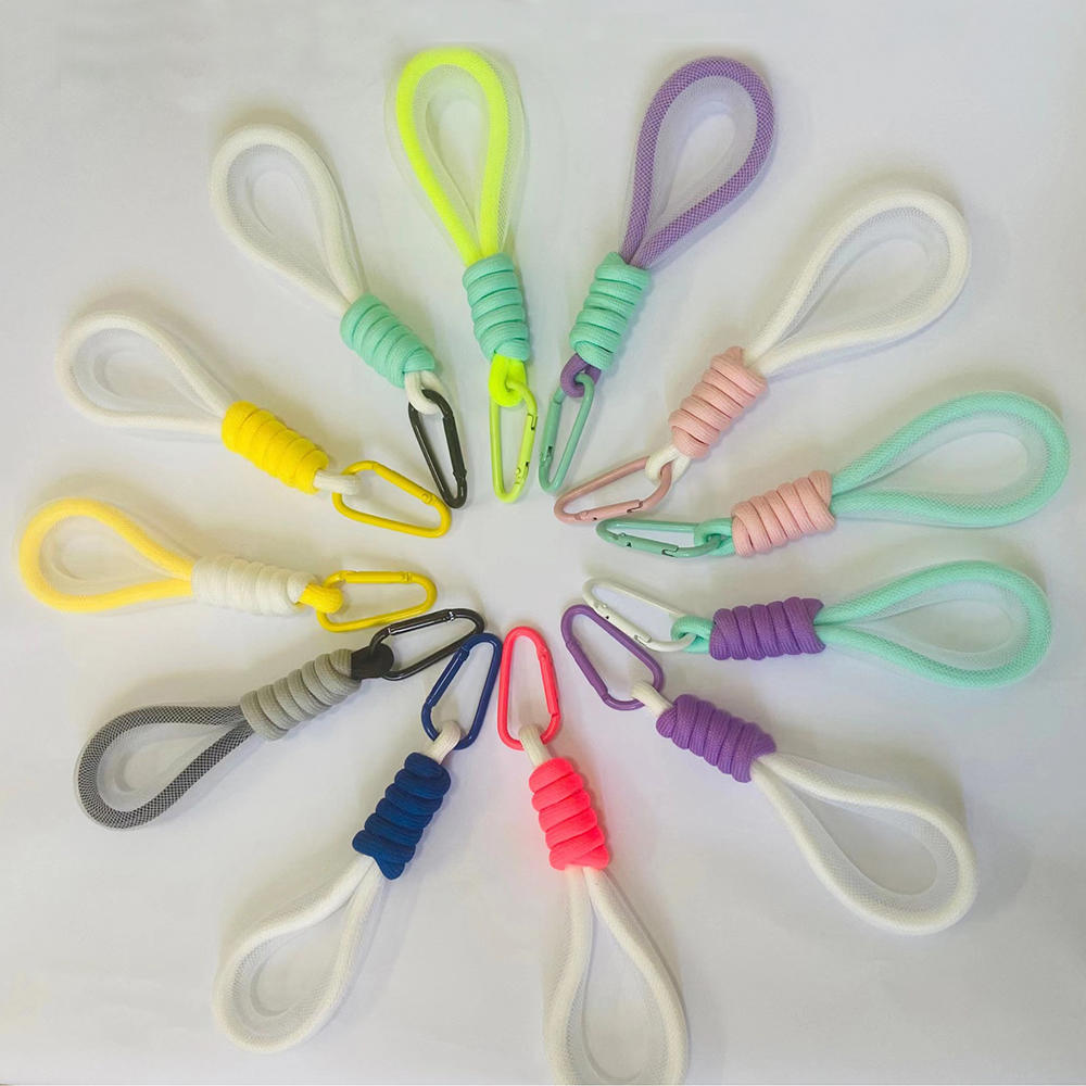 Patterned Keychain Holder Glow-in-the-Dark Key Chain Pendant. Fluorescent Keychain Lanyard Colorful Bag Lanyard Braided Mesh Strap