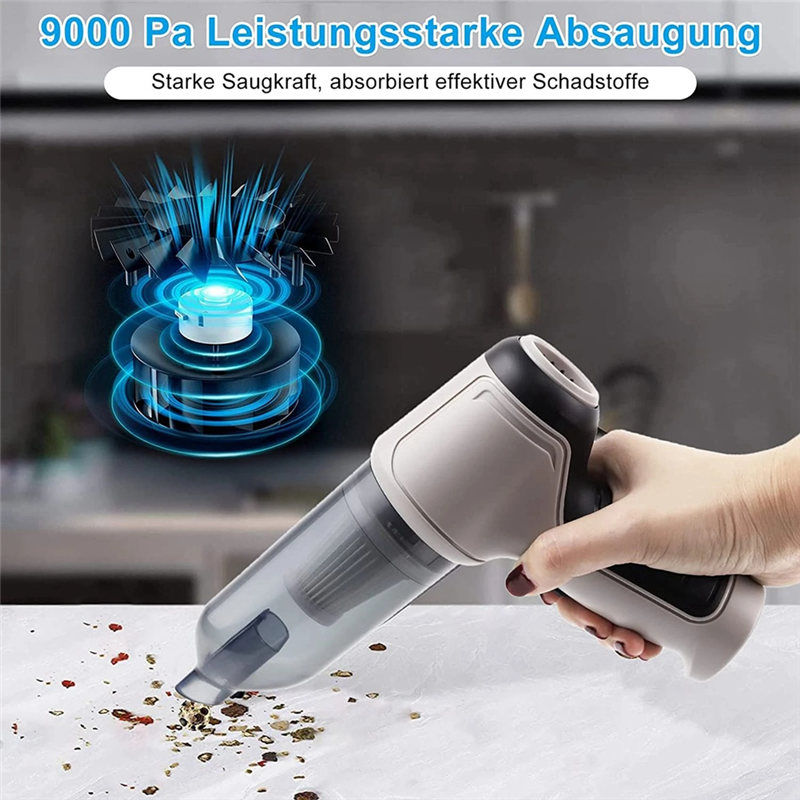 9000Pa Car Portable Vacuum Cleaner +5X Filters Super ful Wireless Blow Suck Dual-Purpose -A. 