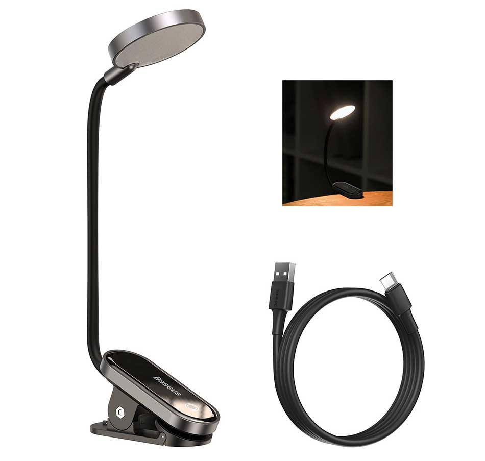 Baseus Mini Clip Lamp Comfort Reading USB Led Light Rechargeable On Desk Lamp Flexible Nightlight Warm Reading Lamp For Travel Bedroom Book. 