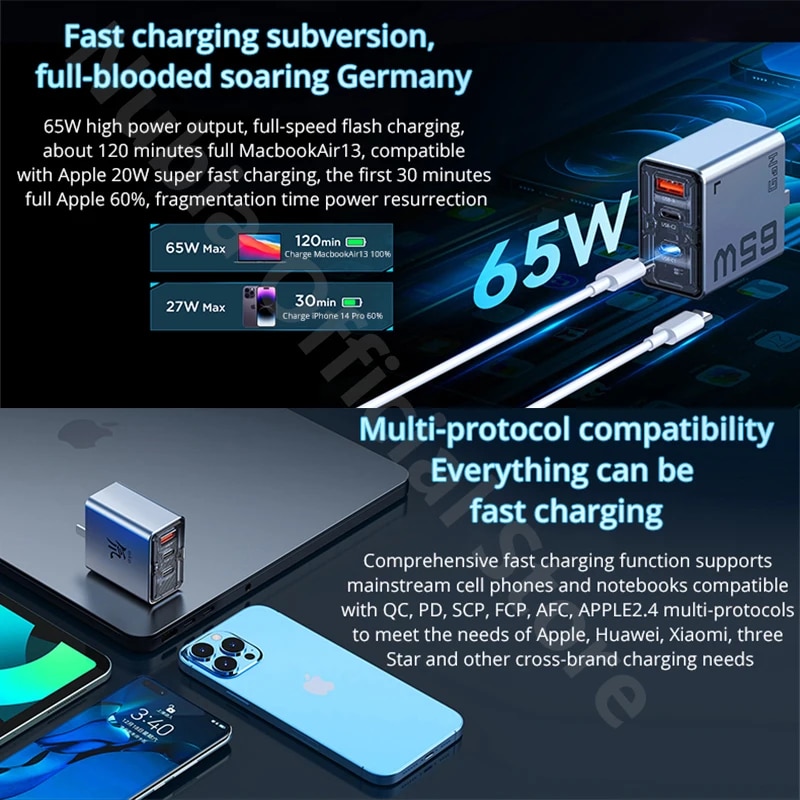 Nubia 80W GaN Quick charger For RedMagic 8 Pro 80W PD charger Compatible with PD/QC protocol For Redmagic 8S pro 7 Pro 7S pro. 