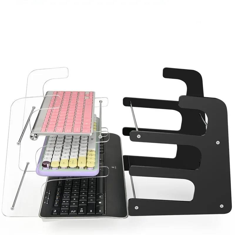 3 Tiers Display Keyboard Holder Transparent Acrylic Keyboard Stand Computer Mechanical Keyboard Rack Storage Detachable Holder. 