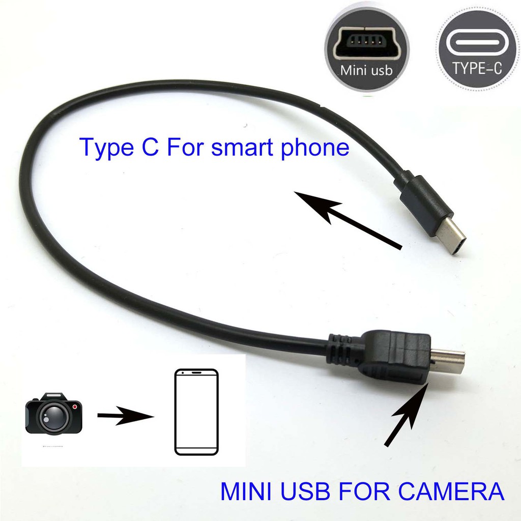 TYPE C to mini usb OTG CABLE FOR canon EOS 100D 80D 70D 5D2 5D 5D 50D 30D 300D Camera to phone edit picture video. 