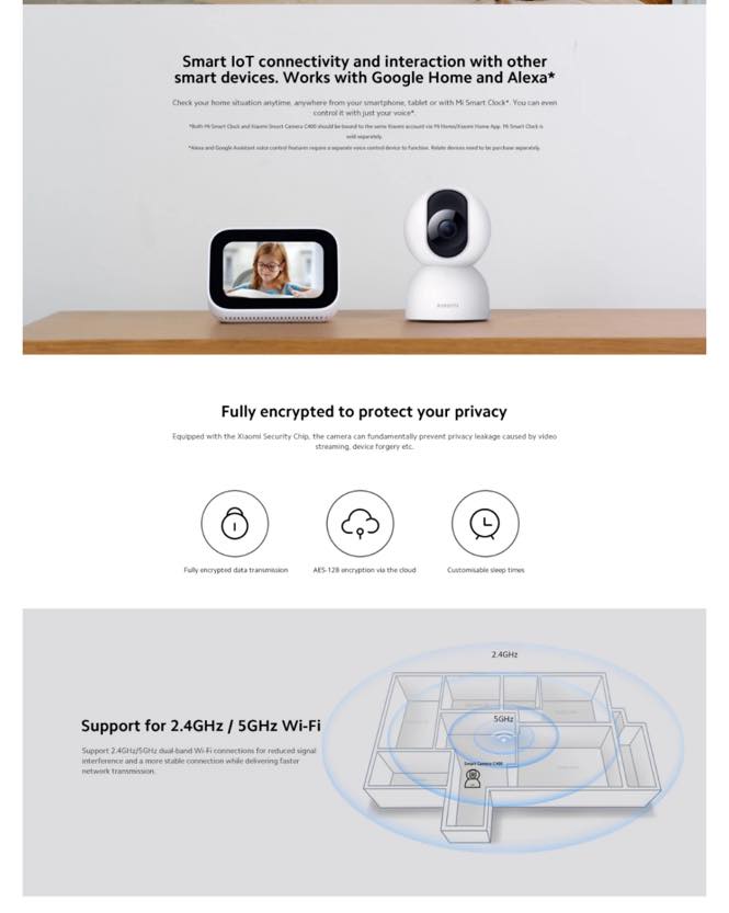 Xiaomi C400 360 Degree 2.5K (4.0MP) White Smart Home Security Wi-Fi Dome IP Camera #MJSXJ11CM (without Adapter). 
