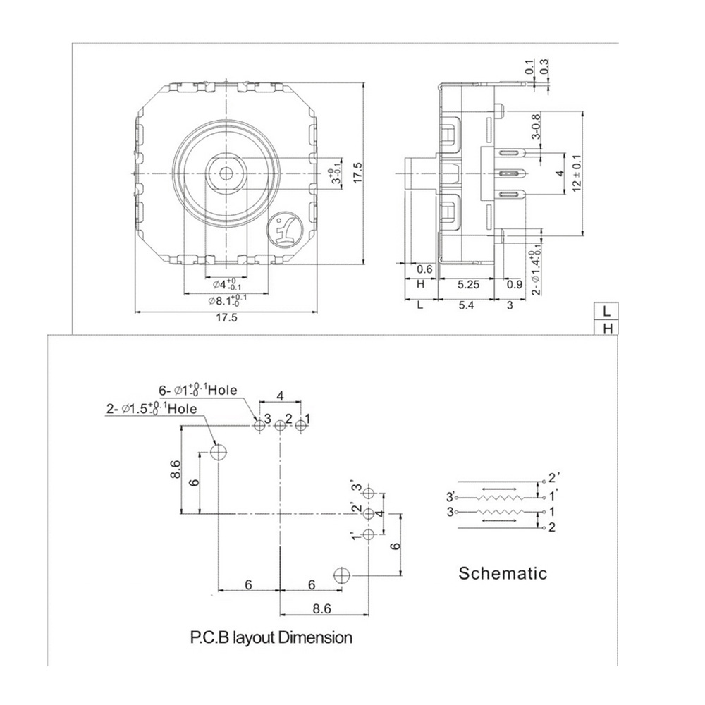 1PCS 6pin Sliding Gimbal Joystick Potentiometer. 